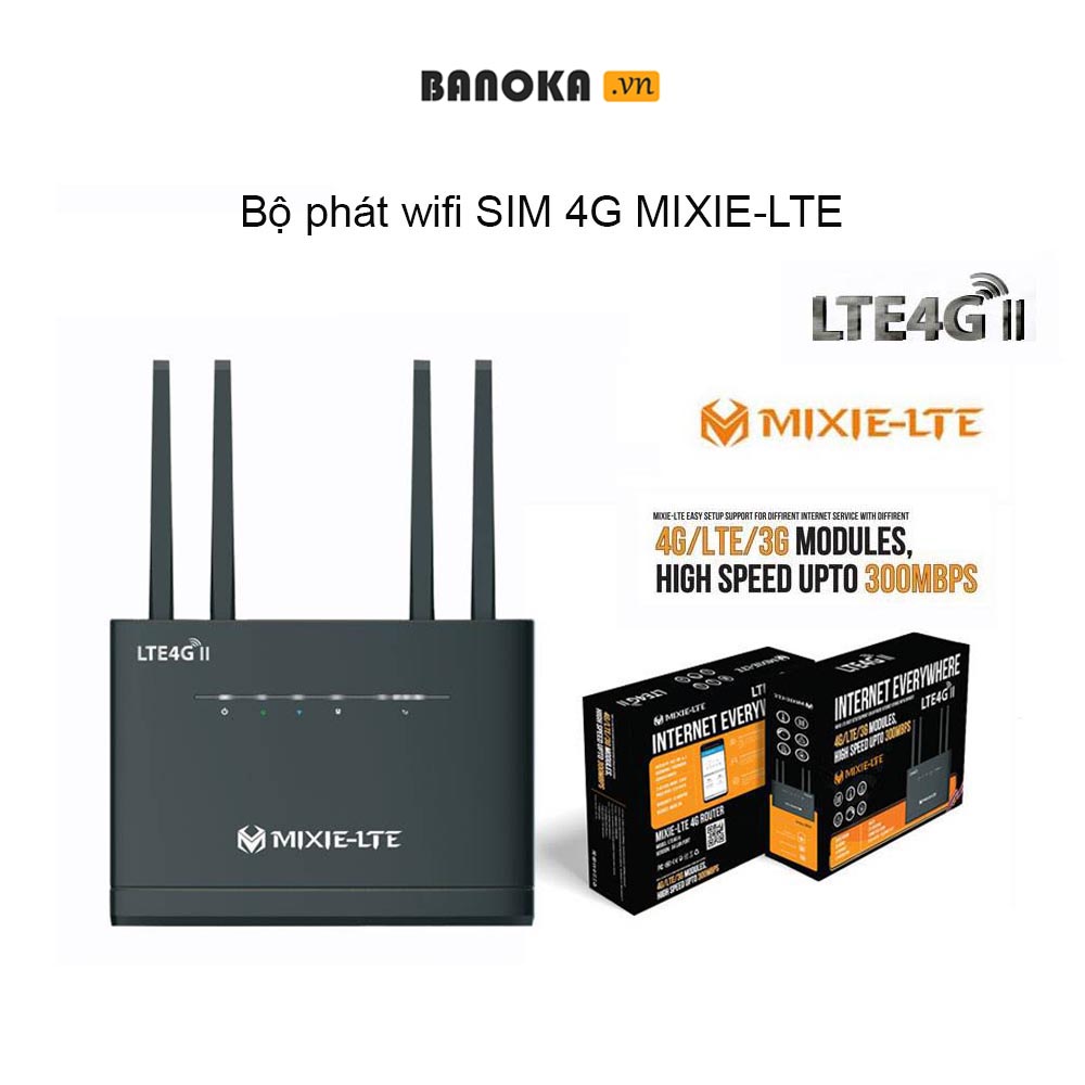 Bộ phát wifi sim 4G Mixie LTE Router WiFi 300Mbps - 4 Anten sóng mạnh mẽ - Bảo hành 12 tháng